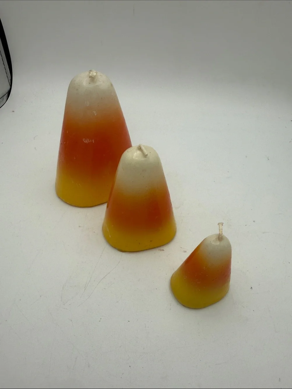 Set of 3 gradient Candy Corn wax Candles unlit